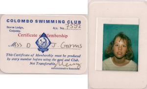 My Colombo Swimming Club membership card taken in 1988
